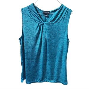 Liz Claiborne Twist Front Sleeveless Tank Top Size L Heather Teal